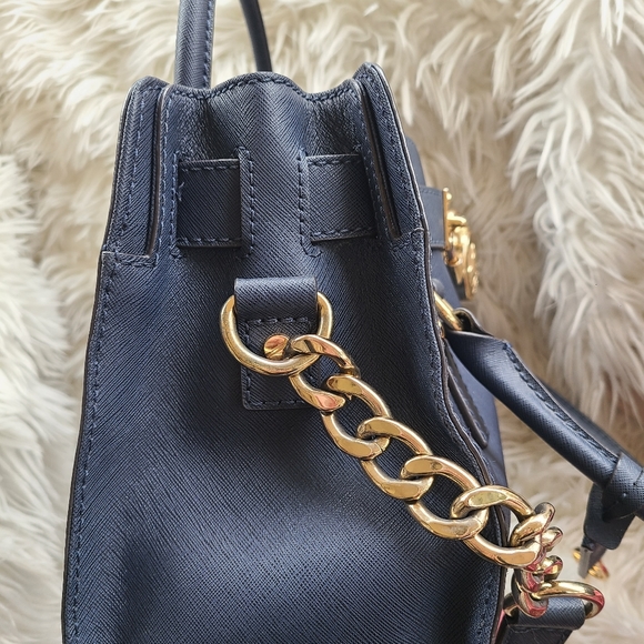 Michael Michael Kors Women's Hamilton Saffiano Leather Medium Satchel, Navy - Picture 12 of 14